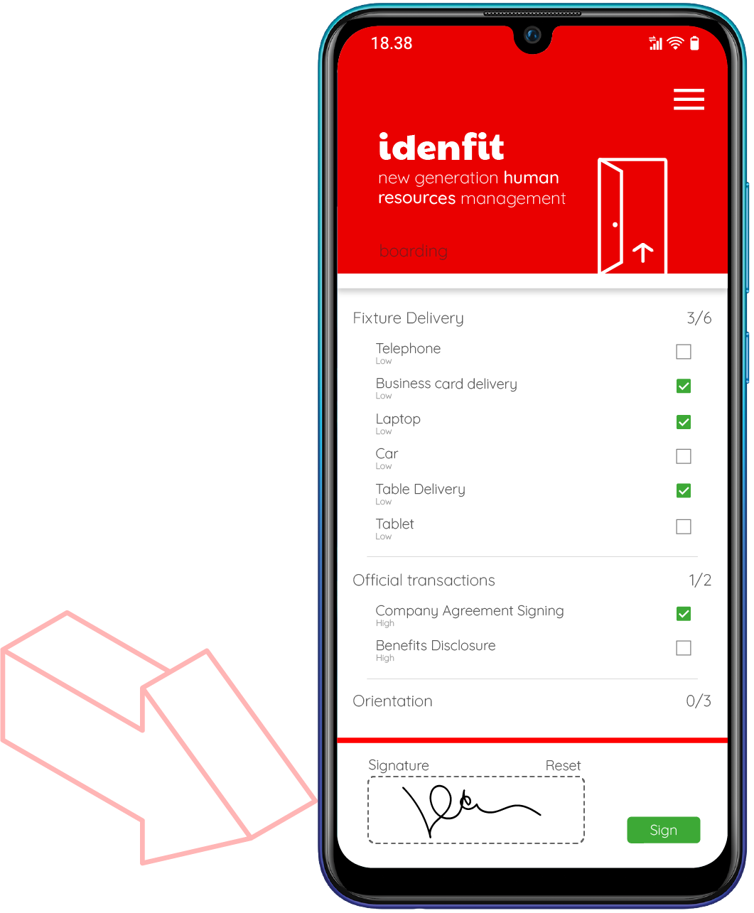 Idenfit human resources management software contains various features to simplify the onboarding processes.