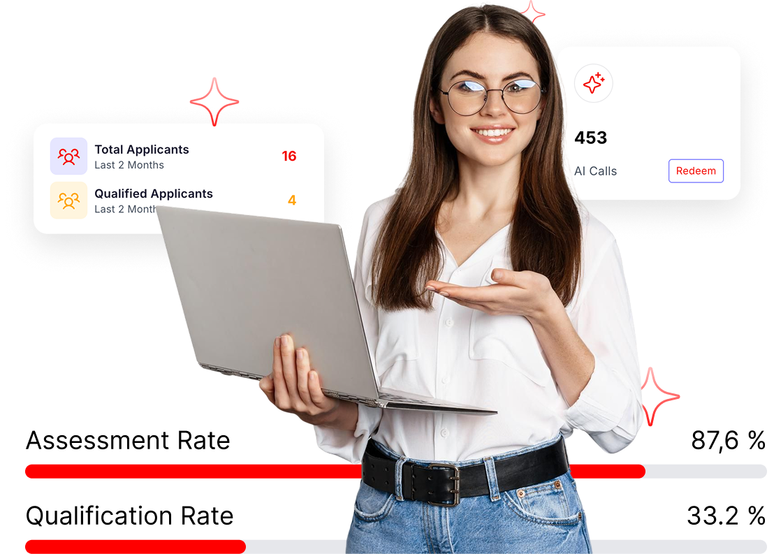 Een recruiter die het Hiringoz-dashboard gebruikt